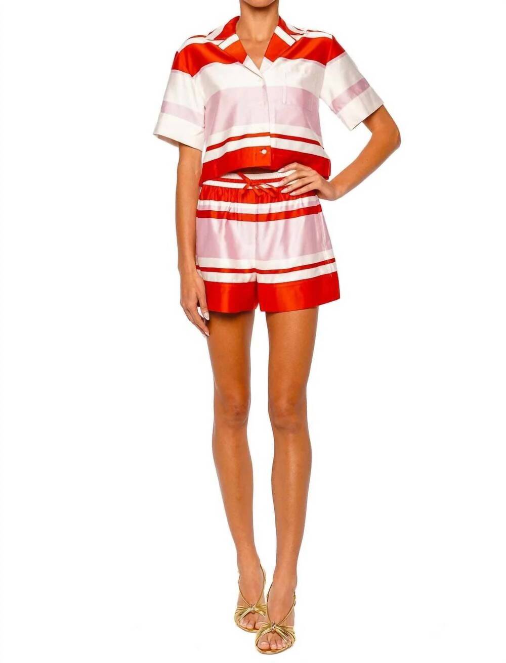 NEW SIMKHAI karleigh drawstring shorts in tulip stripe